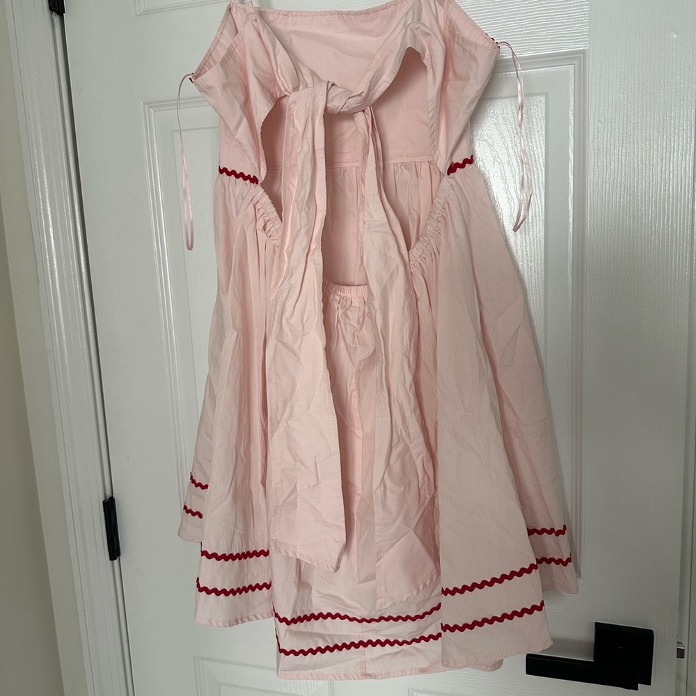 Francesca's Kelly Bow Back Ric Rac Pattern Mini Dress, Large - Picture 5 of 7